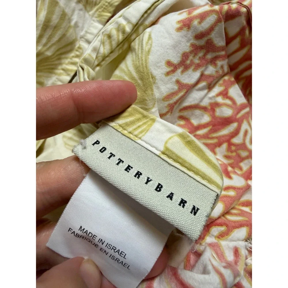 Pottery Barn Organic Cotton Duvet Cover Set Coastal Coral reef Seashell king